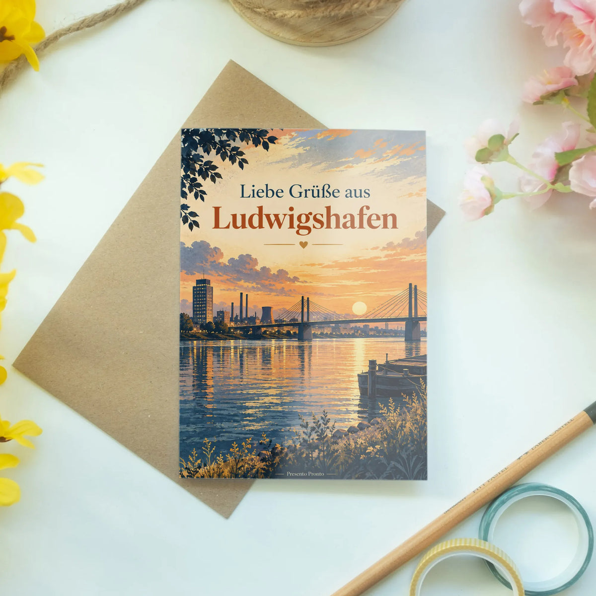 Herzliche Urlaubsgrüße aus Ludwigshafen mit Rheinblick