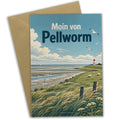 Herzliche Grußkarte von Pellworm mit Leuchtturm