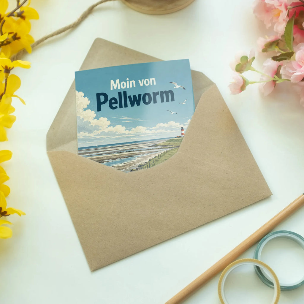 Herzliche Grußkarte von Pellworm mit Leuchtturm|p:2024025|h:3f4210597da5fbc50baf64343d685fec