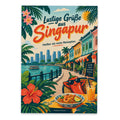 Lustige Grüße aus Singapur Postkarte mit Chilischote
