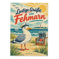 Lustige Urlaubsgrüße von Fehmarn Postkarte mit Möwe