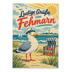 Lustige Urlaubsgrüße von Fehmarn Postkarte mit Möwe|p:2024055|h:18d47f79e34005df80c52c20695cfe23