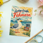 Lustige Urlaubsgrüße von Fehmarn Postkarte mit Möwe|p:2024055|h:b5651a300dd7e86ec179885b9145eed5